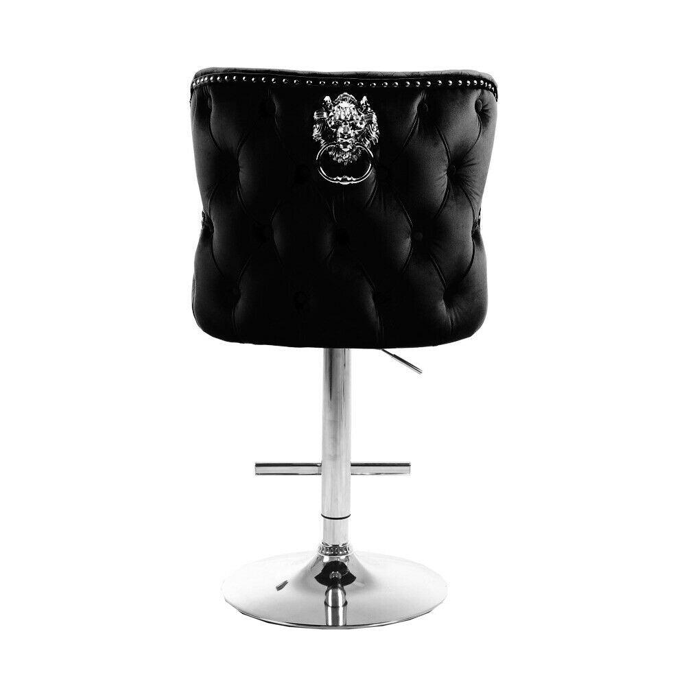 Valentino Lion Knocker Quilted Tufted Plush Velvet BAR STOOLS - 6 Colours-Esme Furnishings