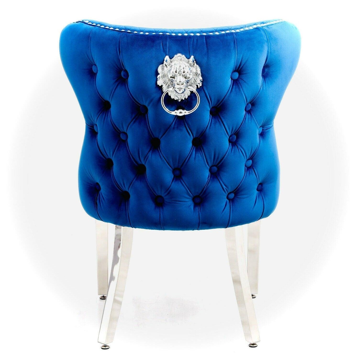 Valentino Lion Knocker Quilted Tufted Plush Velvet Dining Chair - 6 Colours-Esme Furnishings