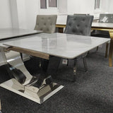 Arial 1.6-2.0m Extending Grey Ceramic Marble Dining Table - Belmont Interiors