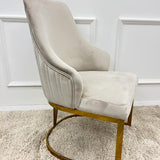 Cannes Cream/Gold Plush Velvet Dining Chair