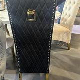 Lucy Gold Ring Knocker Quilted Emma Slim Black Gold Velvet Dining Chair Gold Legs