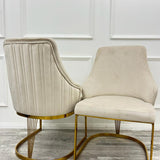 Cannes Cream/Gold Plush Velvet Dining Chair