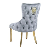 Victoria Gold Lion Knocker Quilted Tufted Plush Velvet Dining Chair Gold Legs - 3 Colours