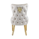 Victoria Gold Lion Knocker Quilted Tufted Plush Velvet Dining Chair Gold Legs - 3 Colours