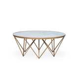 Crofton Round Coffee Table - White Marble Glass by DI Designs-Esme Furnishings