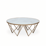 Crofton Round Coffee Table - White Marble Glass by DI Designs-Esme Furnishings