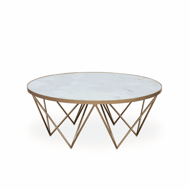 Crofton Round Coffee Table - White Marble Glass by DI Designs-Esme Furnishings