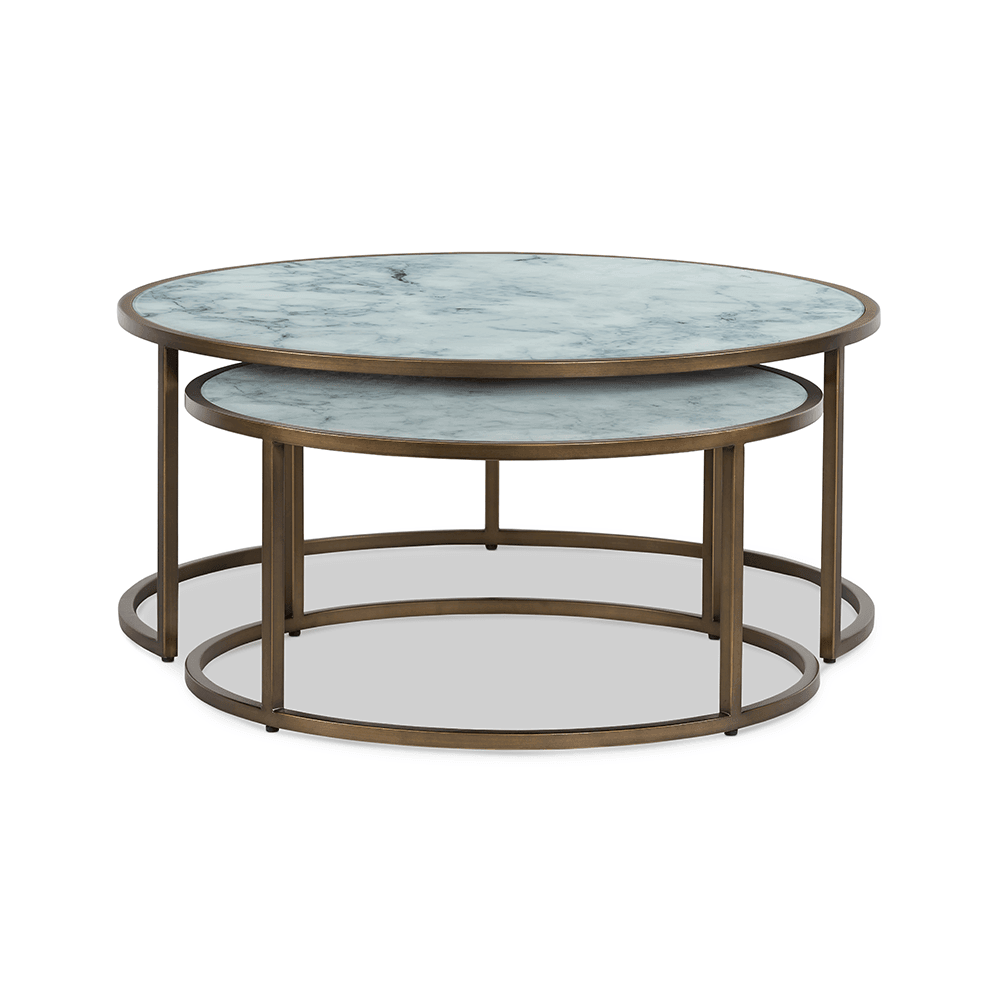 Ropley Nest Coffee Table - White Marble Glass by DI Designs-Esme Furnishings