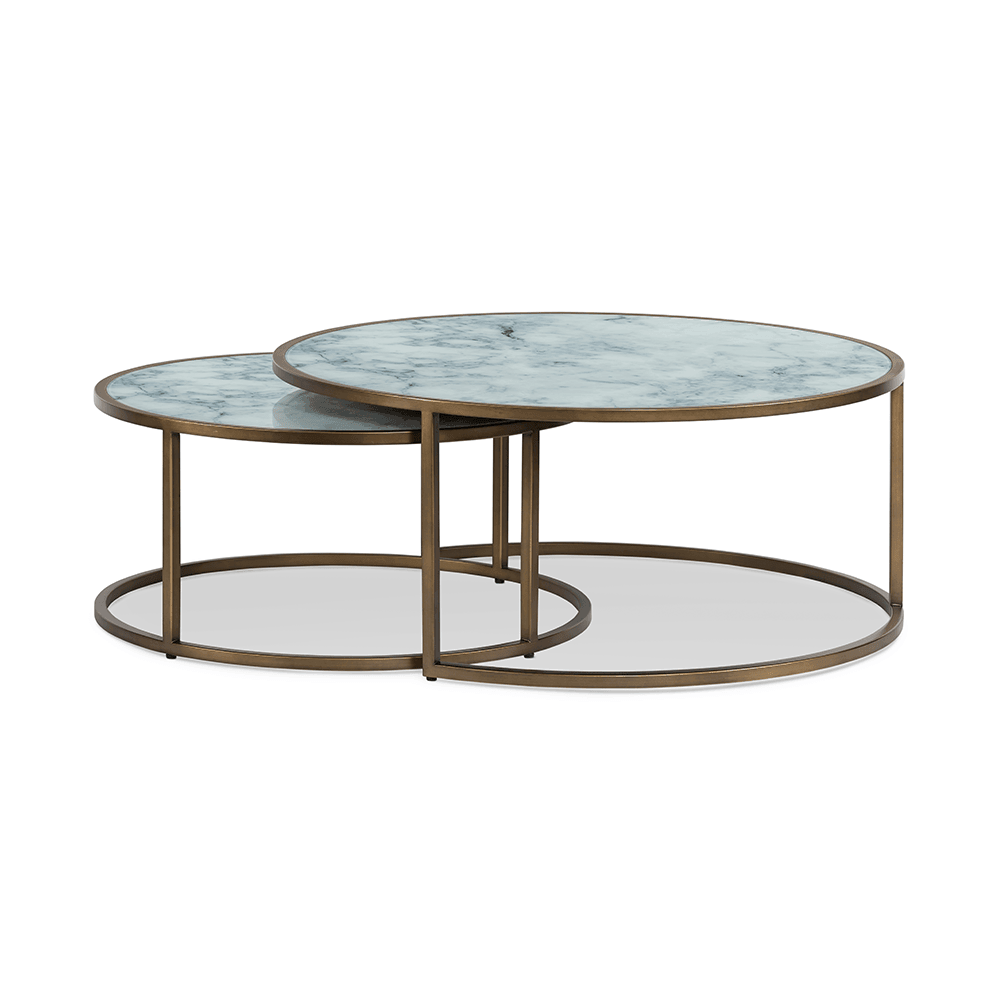 Ropley Nest Coffee Table - White Marble Glass by DI Designs-Esme Furnishings