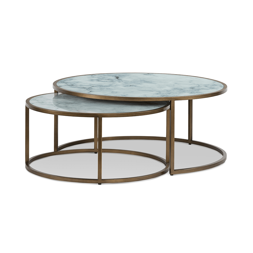 Ropley Nest Coffee Table - White Marble Glass by DI Designs-Esme Furnishings