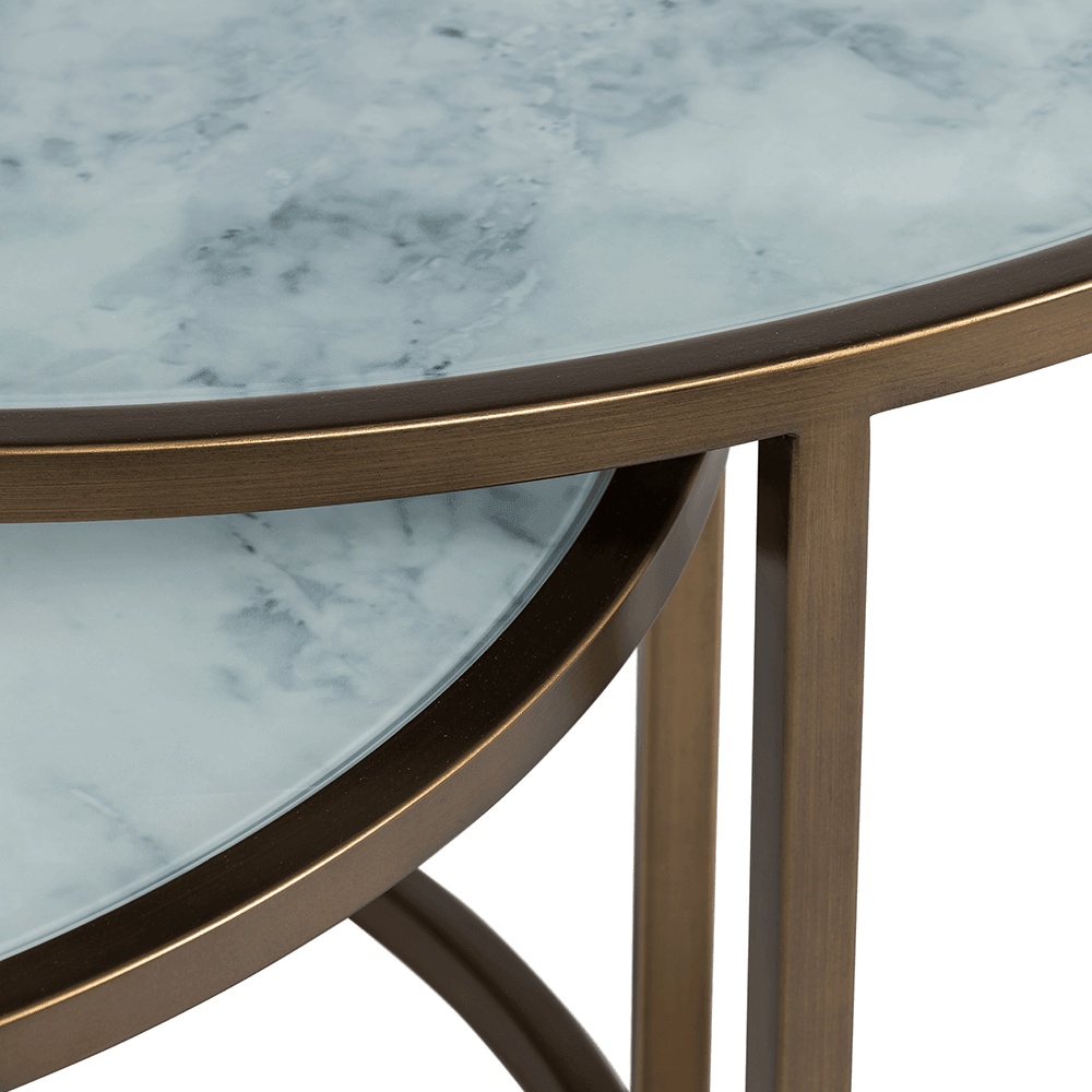 Ropley Nest Coffee Table - White Marble Glass by DI Designs-Esme Furnishings