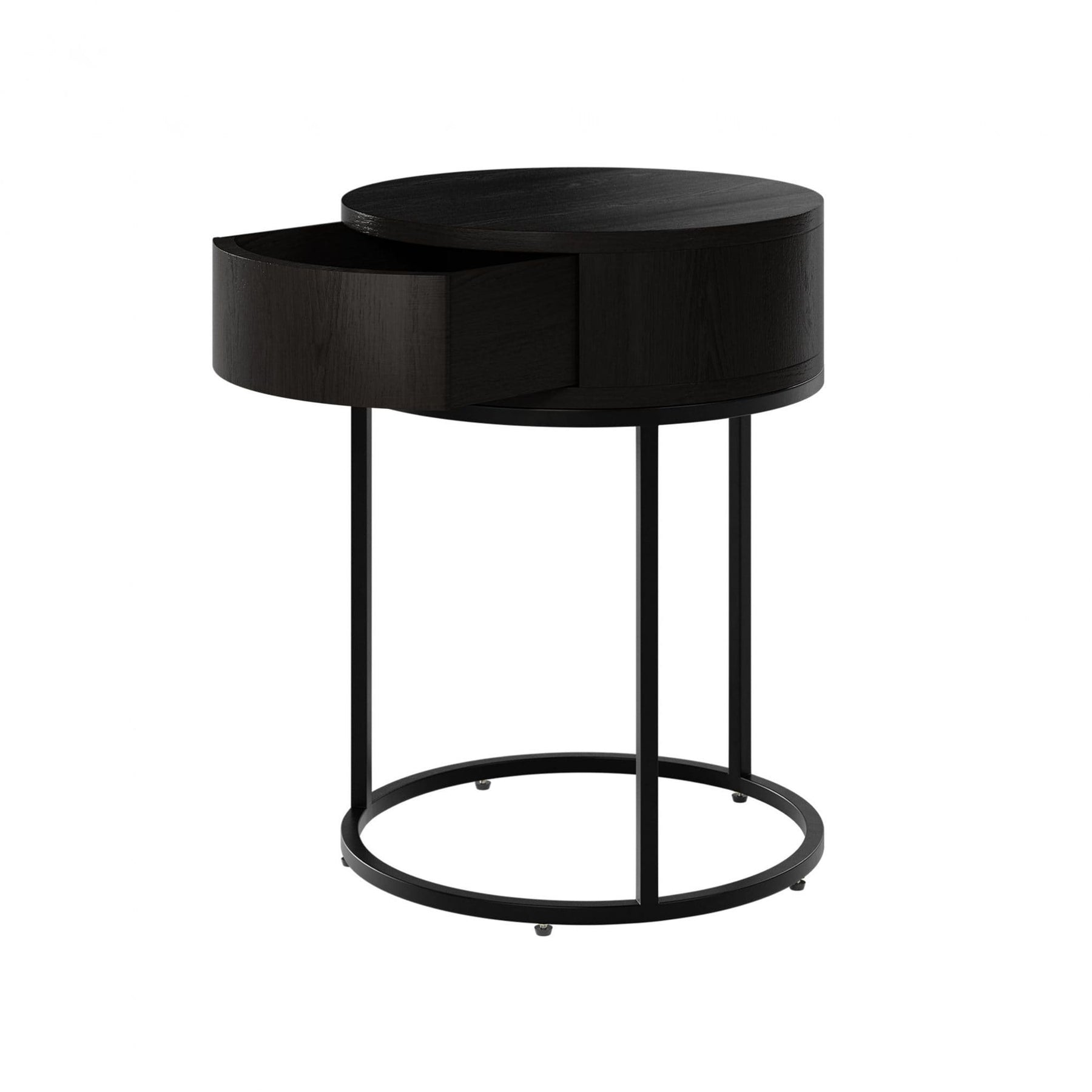 Hampton Round Wooden Bedside - Black by D.I. Designs-Esme Furnishings