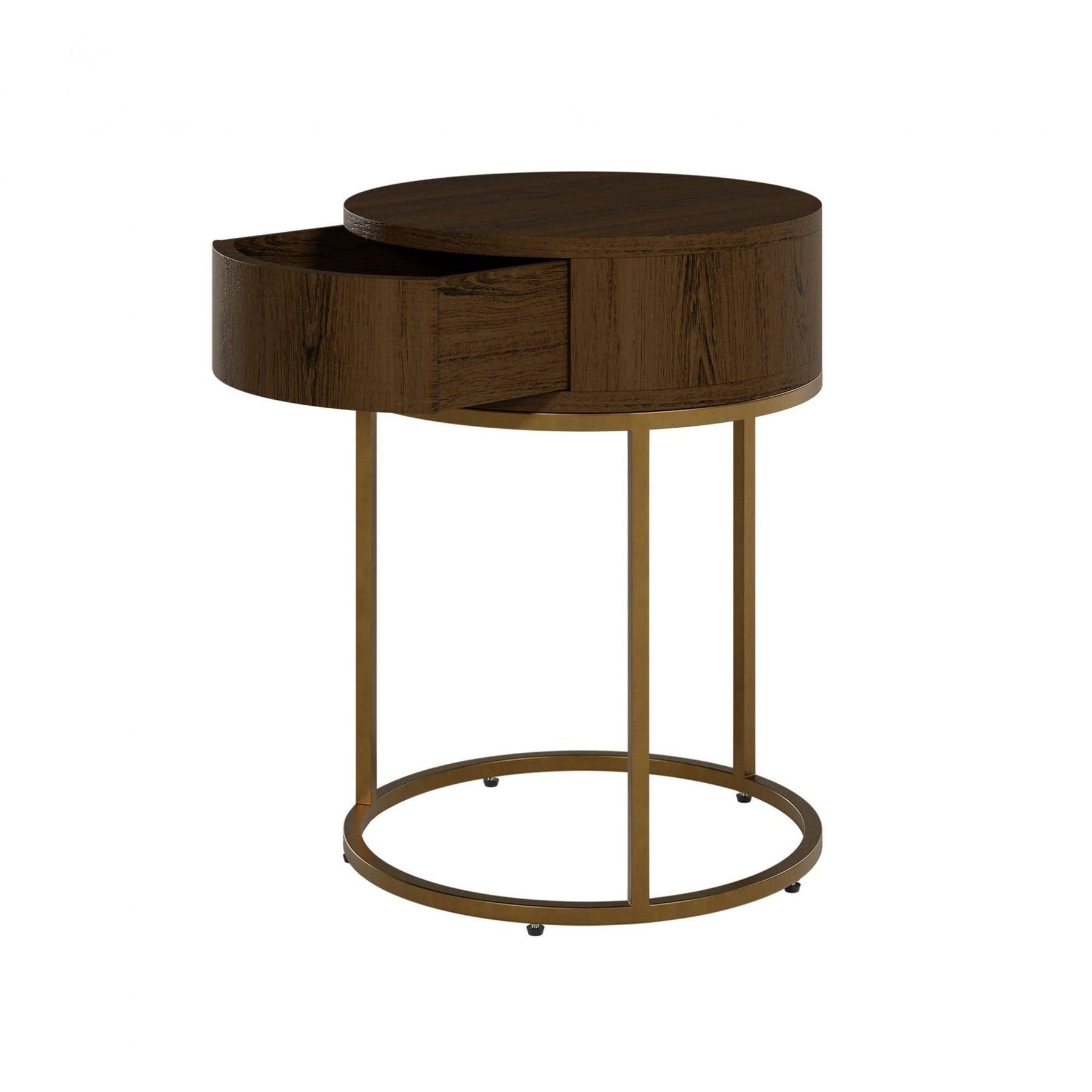 Hampton Round Wooden Bedside - Brown by DI Designs-Esme Furnishings