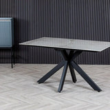 Moda 140cm Grey/Gold Ceramic Marble Dining Table