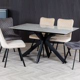 Moda 140cm Grey/Gold Ceramic Marble Dining Table