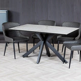 Moda 140cm Grey/Gold Ceramic Marble Dining Table