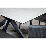 Moda 180cm Grey/Gold Ceramic Marble Dining Table