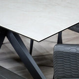 Moda 140cm Grey/Gold Ceramic Marble Dining Table