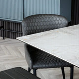 Moda 140cm Grey/Gold Ceramic Marble Dining Table