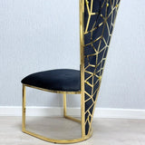 Posidon High Back Black/Gold Plush Velvet Dining Chair