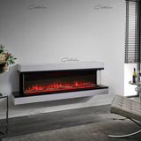 41 50 60 71 Inch HD+ Panoramic Black Electric Luvelle Fire 3 Sided Full Glass-Esme Furnishings