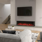 41 50 60 71 Inch HD+ Panoramic Black Electric Luvelle Fire 3 Sided Full Glass-Esme Furnishings