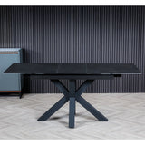 Moda 120-160cm Dark Grey Ceramic Marble Centre Extending Dining Table