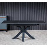 Moda 140-180cm Dark Grey Ceramic Marble Centre Extending Dining Table