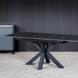 Moda 120-160cm Dark Grey Ceramic Marble Centre Extending Dining Table