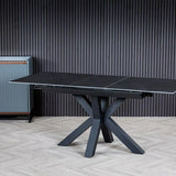 Moda 140-180cm Dark Grey Ceramic Marble Centre Extending Dining Table