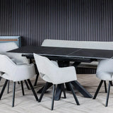 Moda 120-160cm Dark Grey Ceramic Marble Centre Extending Dining Table