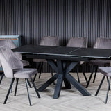 Moda 120-160cm Dark Grey Ceramic Marble Centre Extending Dining Table