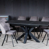 Moda 140-180cm Dark Grey Ceramic Marble Centre Extending Dining Table