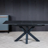 Moda 120-160cm Dark Grey Ceramic Marble Centre Extending Dining Table