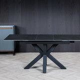 Moda 140-180cm Dark Grey Ceramic Marble Centre Extending Dining Table