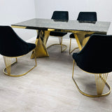 Ravello 180cm Gold Dining Table With Cannes Gold Chairs In 2 Colours