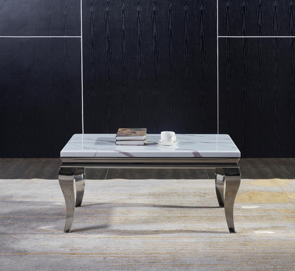 Louis White Marble Coffee Table - Belmont Interiors