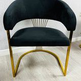 Porado Black/Gold Leathaire Fabric Dining Chair