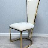 Posidon High Back Cream/Gold Plush Velvet Dining Chair