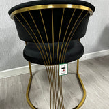 Porado Black/Gold Leathaire Fabric Dining Chair