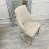 Cannes Cream/Gold Plush Velvet Dining Chair