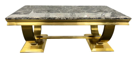 Arianna Gold 120cm Ceramic / Marble Coffee Table - Belmont Interiors