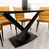 Valeo 160cm Black Dining Table with Black Sintered Stone Top - Belmont Interiors