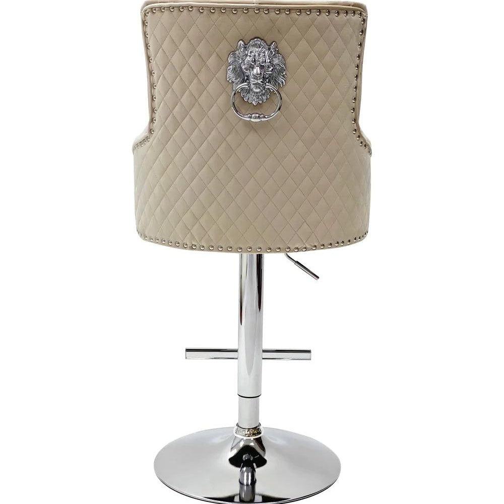 Dakota, Cream French Velvet, Quilted Back Bar Stool - Belmont Interiors