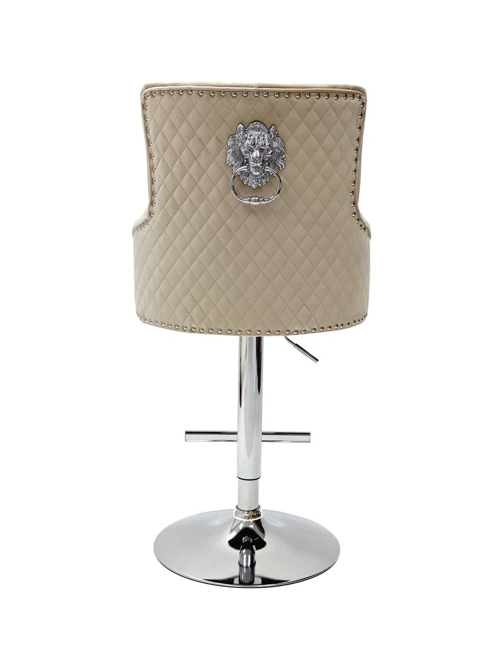 Dakota, Cream French Velvet, Quilted Back Bar Stool - Belmont Interiors