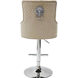 Dakota, Cream French Velvet, Quilted Back Bar Stool - Belmont Interiors