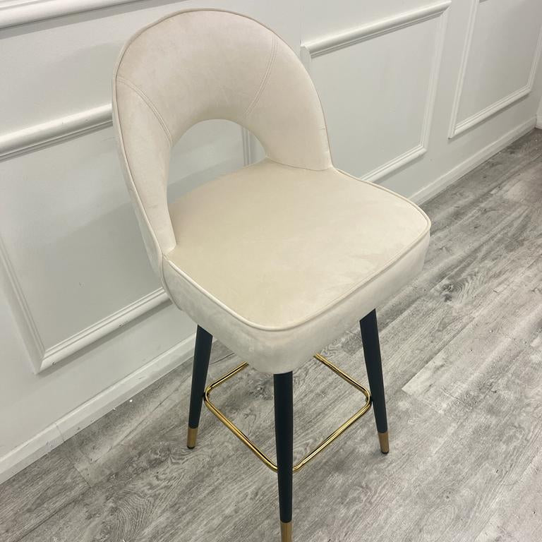 Astra Cream Black & Gold Bar Stool - Belmont Interiors