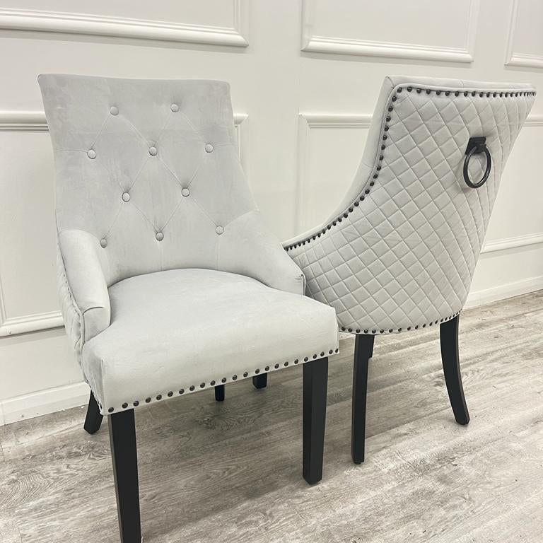 Bentley Light Grey and Black Dining Chair - Belmont Interiors