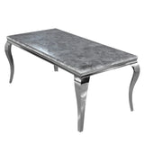 Louis 150cm Marble & Chrome Dining Table - Belmont Interiors