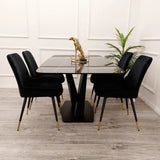 Valeo 160cm Black Dining Table with Black Sintered Stone Top - Belmont Interiors